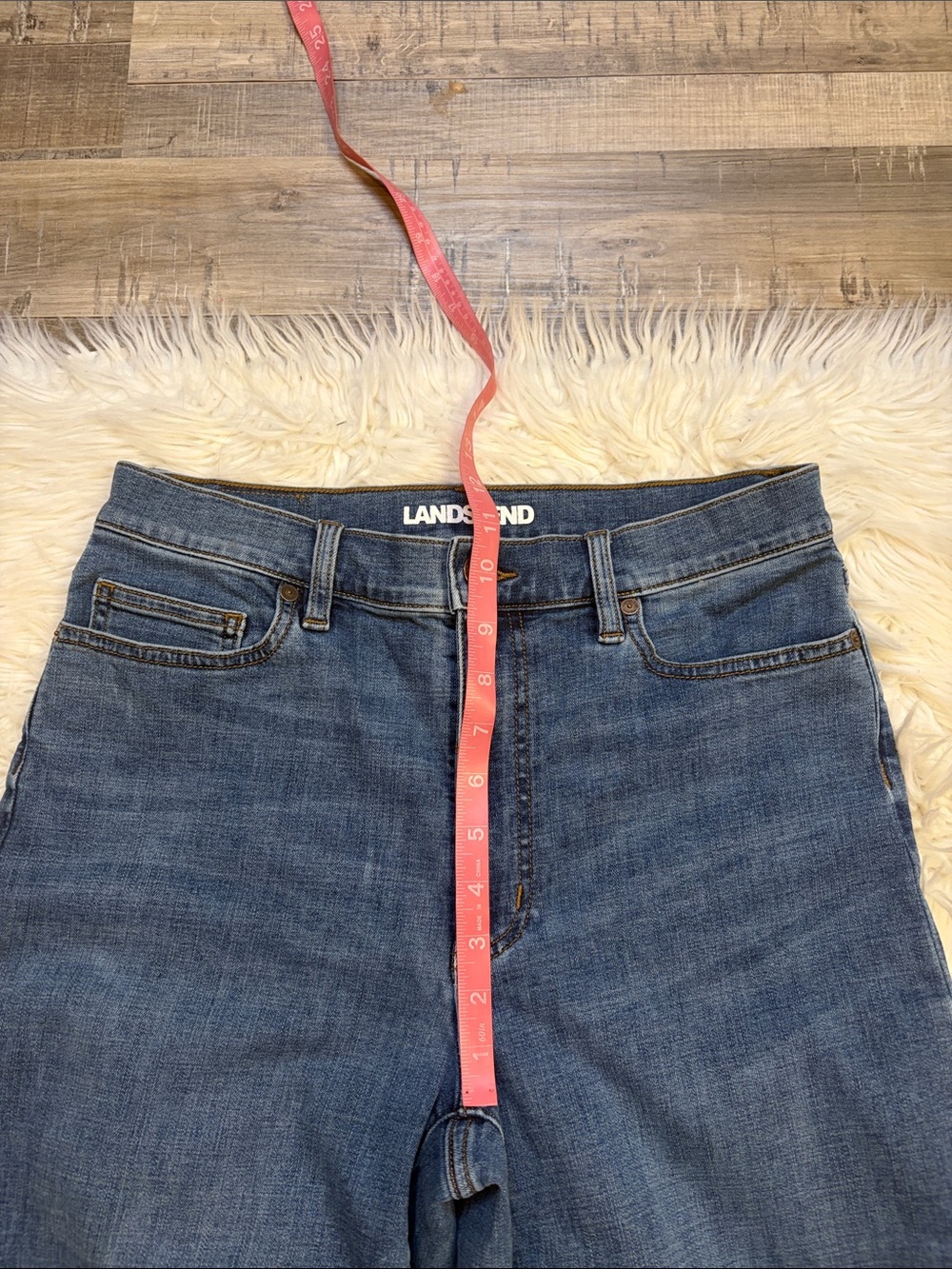 Lands’ End wide leg stretch denim jeans 10 - Picture 10 of 11